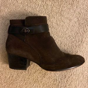 Coach brown booties with inside zipper and small heal.